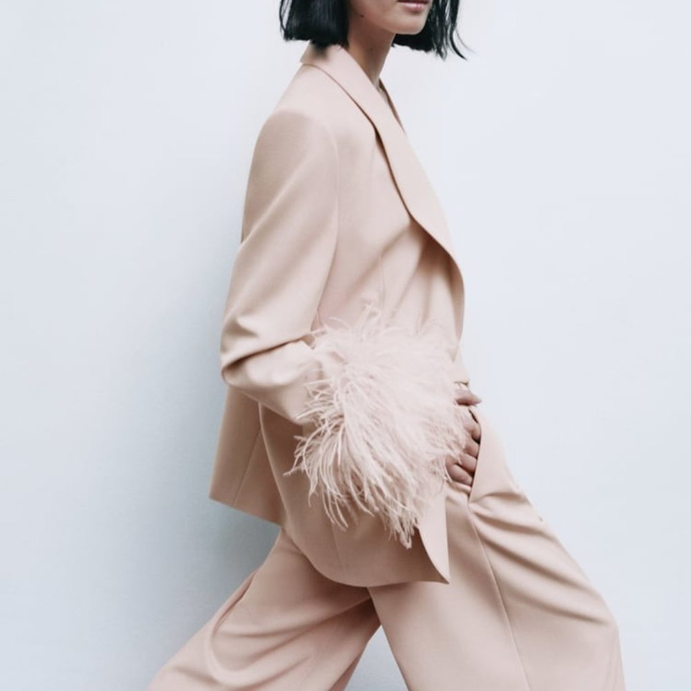 ZARA PINK FEATHER BLAZER - Picture 7 of 8